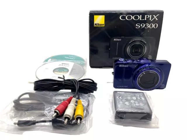 [MINT w/Box] Nikon COOLPIX S9300 16.0MP Digital Camera BLUE 18x Zoom From Japan