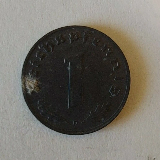 GERMANY 3rd REICH 1943 D - 1 REICHSPFENNIG WWII COIN  #0877