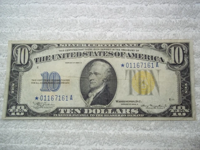 1934 $10 North Africa STAR Note Silver Certificate Yellow Seal