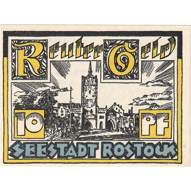 [#287791] Billet, Allemagne, Rostock, 10 Pfennig, château, 1922 SPL Mehl:FS 1138