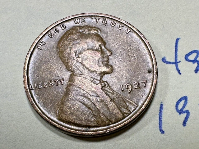 1927 1C BN Lincoln Cent WHEAT PENNY 4952N