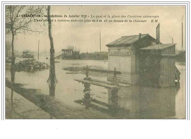 94.Charenton.floodations De January 1910.Le Quai Et La Place Des Carrieres Subm