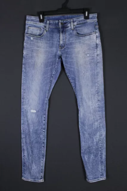 G-Star Raw Jeans Men 32x32 3301 Deconstructed Super Slim Blue Stretch Denim