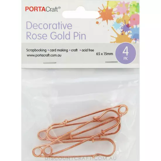 Brooch Pin 65x15mm 4pk - Rose Gold