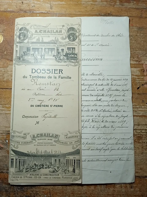 DOSSIER TOMBEAU DE Famille Roustan Cimetière Marseille En 1885 EUR 10 ...