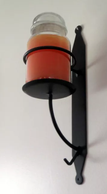 Amish Forged Wrought Iron Strap 4" Jar Candle Strap Sconce 15-1/2" x 4-3/4"