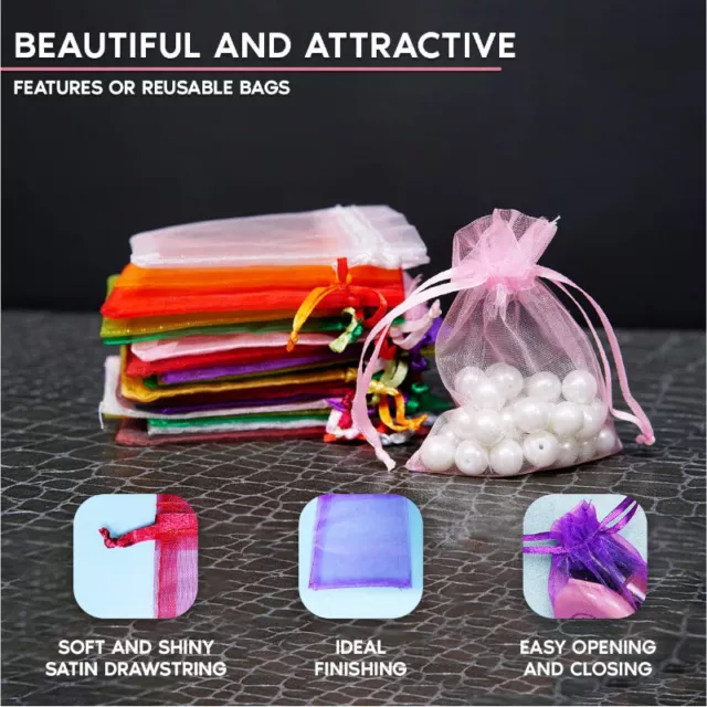 100 LUXURY Organza Gift Bags Jewellery Pouch XMAS Wedding Party Candy Favour 2