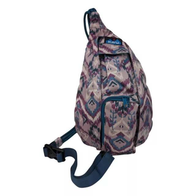 Kavu Mini Rope Sling Pack Purple Ikat Canvas Printed Bag