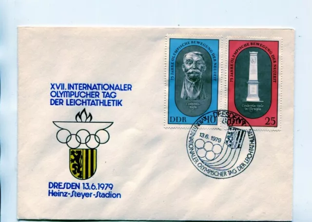 DDR Brief Mi 1489 - 1490 Dresden Internationaler Olympischer Tag Leichtathletik