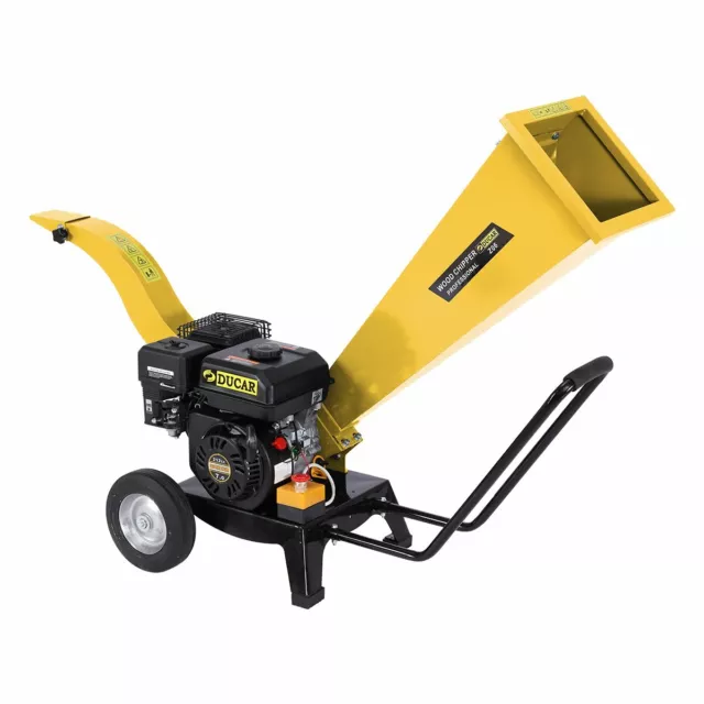 Ducar 7HP Wood Chipper Shredder Mulcher Grinder Petrol Yellow/Silver