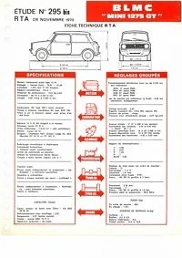 MINI 12575 GT Fiche Technique Bmc EUR 2,00 - PicClick FR