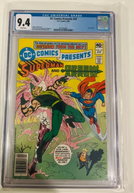 Dc Comics Presents #20 Cgc 9.4 White Pages Green Arrow Superman Dc 1980