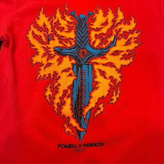 POWELL PERALTA 1986 Vintage Red T-Shirt Guerrero Model S Size Logo ...