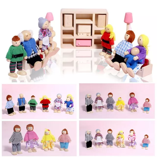 Playing House People Dolls Family Multicolor Wooden Doll  Dollhouse