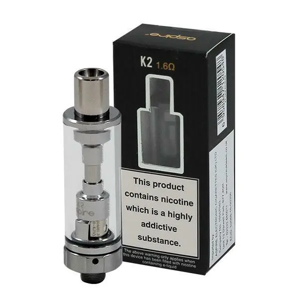 K2 Tank By ASPIRE Silver/ Black, Authentic Spare Replacement Tanks Vape E-Cig UK