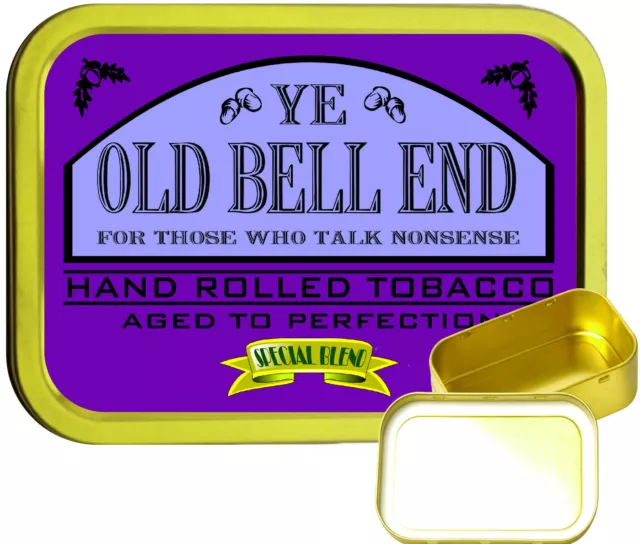 Ye Old Bell End 2oz Gold Tobacco Tin, Storage Tin, Gift Box , Pill Tin