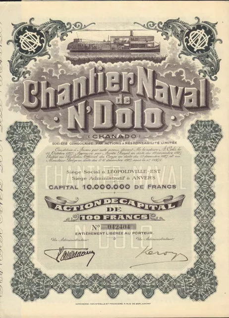 Chantier Naval de N'Dolo (Chanado) 1927 Africa Leopoldville Congo - Shipping