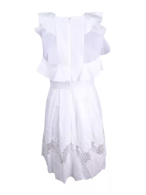 Rachel Roy Women's Ruffled Embroidered Fit & Flare Dress (2, White) 2