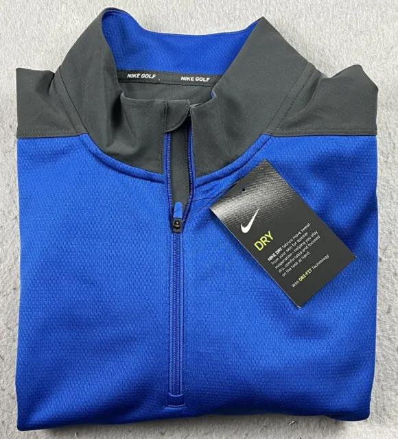 NIKE Golf Dri-Fit Men’s Dry Core  Half-Zip Performance Top Blue, Grey Sz M NWT