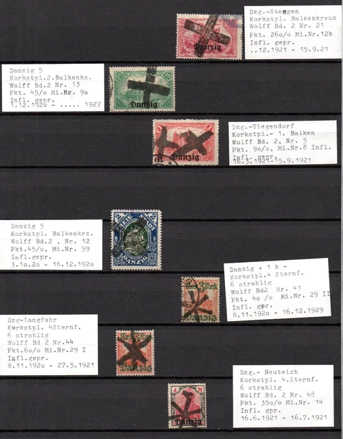Danzig 1920 kleine Sammlung Freimarken mit KORKSTEMPEL (alle gepruft)