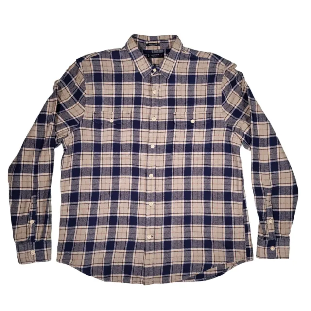 Lucky Brand True Indigo Classic Fit Button Up Shirt Mens M Long Sleeve Plaid