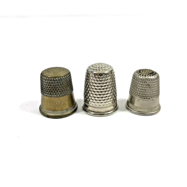 Vintage Lot of 3 Metal Thimbles / Sewing Crafting Collectible
