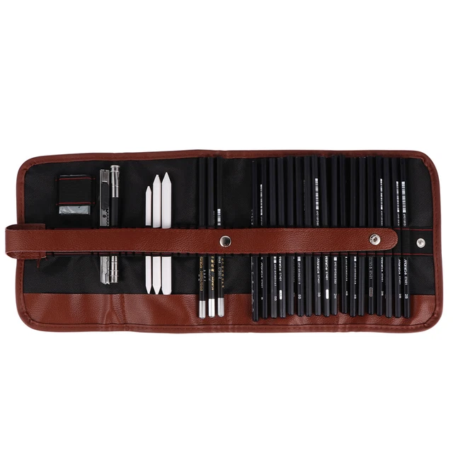 Crayons De Dessin Crayons De Croquis, KidsPark 33pc Artiste Set De Crayons A Dessin Avec Sac Inclus Crayons Desquisse Crayon Fusain Graphite Gomme Couteau Extenseur Pour Enfants Adultes Dessiner
