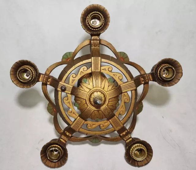 Fabulous Antique Victorian Art Deco Period Ceiling Fixture Electric Light Rare !