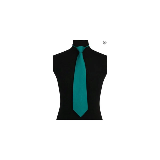 New Poly Men ready knot zipper pre tied neck tie solid Teal blue wedding formal