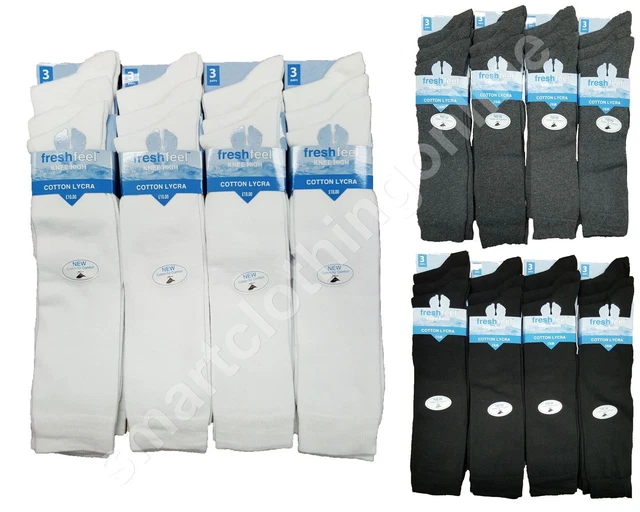 Girls Cotton Rich Knee High School Socks 6/12 Pairs 9-12 / 12.5 - 3.5 / 4-7