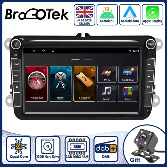 8" Head Unit Car Stereo GPS Sat Nav Android DAB+ For VW Golf MK5 MK6 Jetta T5