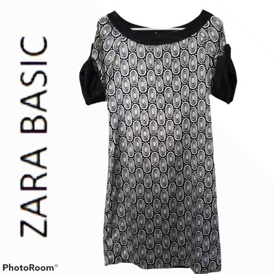 ZARA BASIC Black and White Dress Size M World Shipping