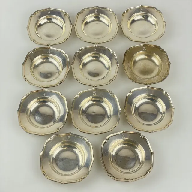 Set Of 11 Solid Sterling Silver International Minuet Dishes Dish 9cm 399g
