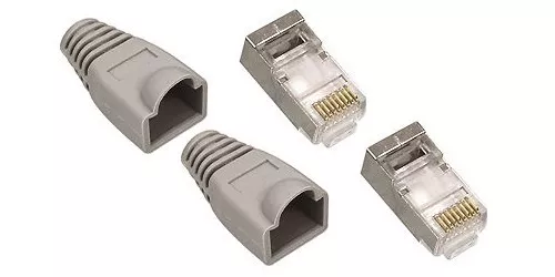 2 X New Modular 8/8 Rj45 Network Plug & Grey Boot