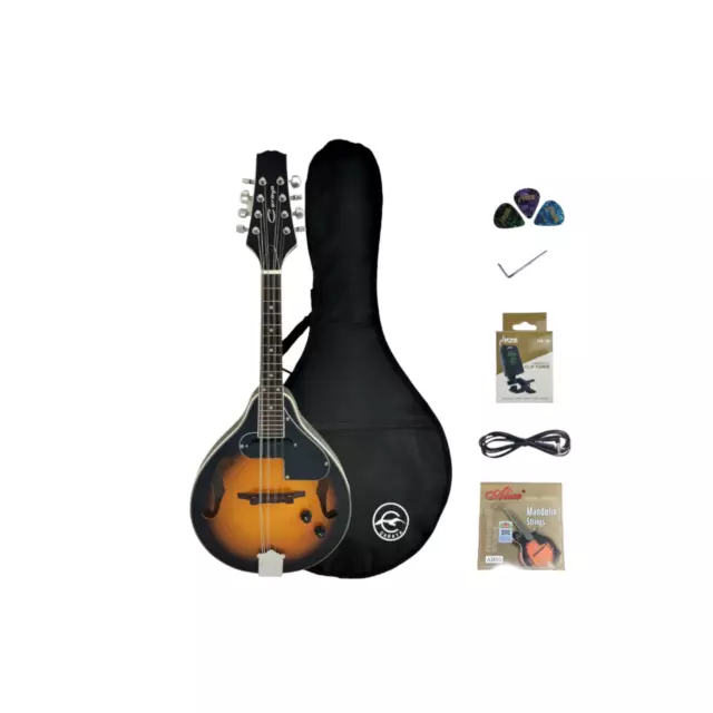 Caraya A-Style Vintage Sunburst Electric Mandolin,Arch Top+Gig Bag MA-001EBS