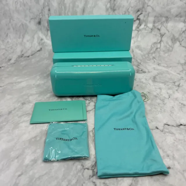 Tiffany & Co Hard Eyeglass Sunglass Case Cleaning Cloth Dust Sleeve Gift Box