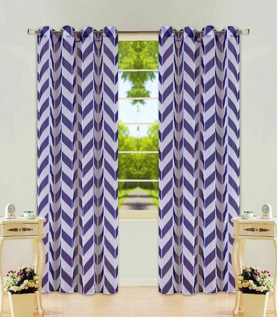 2Pc Geometric Printed Voile Sheer Grommets Window Curtain C37 S38 In 108 "