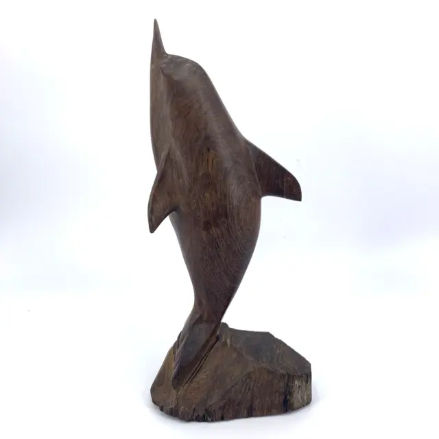 Ironwood Dolphin Figurine Hand Carved Ocean Marine Animal Statue 9.5"