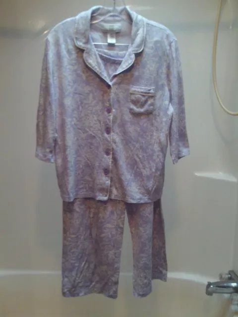 Karen Neuburger Women's Pajamas 3/4 Cardigan Long Sleeve Pj Set D