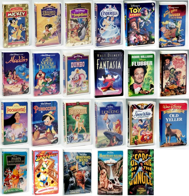 WALT DISNEY VHS MICKY PINOCCHIO HUNCHBACK BAMBI LION KING CINDERELLA ALADDIN mt