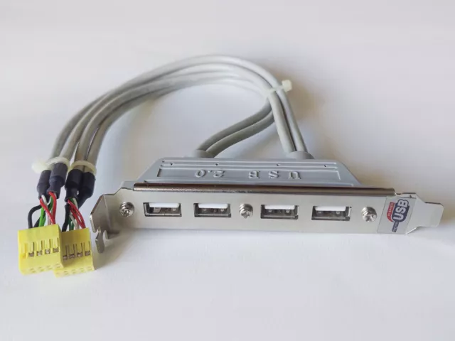 USB 2.0 4 Port Rear Panel Bracket to Dual 9-Pin Motherboard Header Cable Adapter