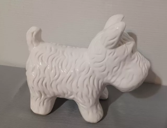 Large Vintage Scottish Terrier Scottie Dog Figurine white bisque Ceramic  8.5X7"