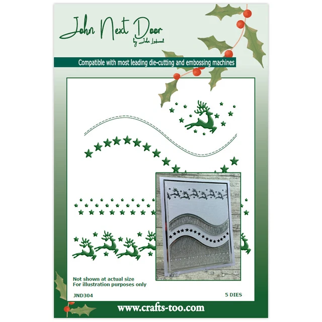 John Next Door Rentier & Sternkantenrand 5-teiliges Stanzset Weihnachtskartenherstellung
