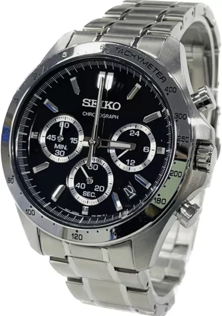 Seiko Chronograph SBTR009 8T63-00D0 Black Quartz Mens Watch Excellent A376