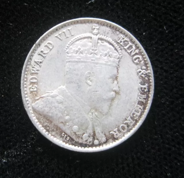 HONG KONG BRITISH 5¢ CENTS 1905-H SILVER EDWARD VII 香港 NICE MONEY COIN g8458