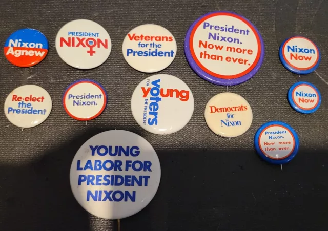 LOT Of 12 Vintage Richard Nixon Presidential Campaign Button Pins