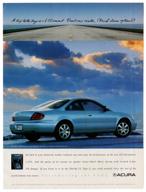 1998 ACURA 3.2 CL Vintage Original Print AD | 2-door car photo sky sea Type S