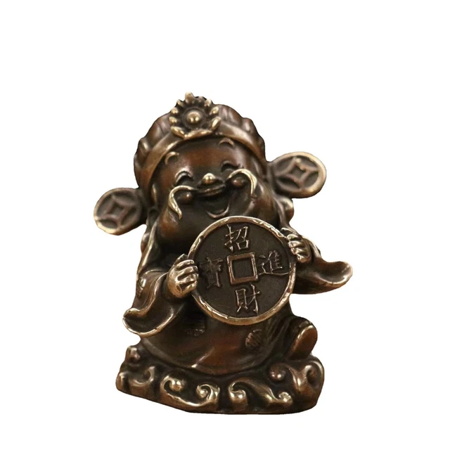 Chinese Bronze Copper Feng Shui Mammon Money Wealth God Lucky Statue