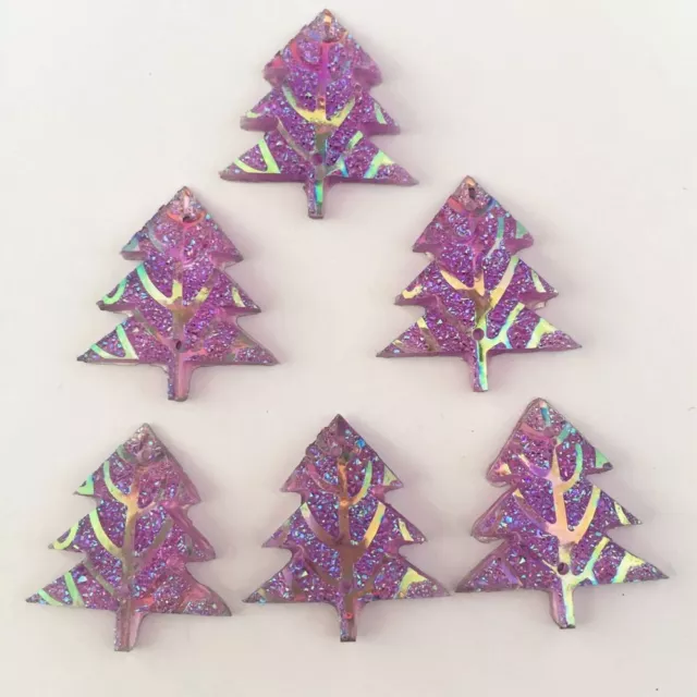 Christmas Tree Cabochons Embellishments Glitter Trees Flatback Craft Décor 10pcs 2