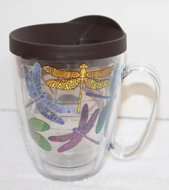 Tervis Dragonfly Mandala Wrap With Brown Travel Lid, 16 oz Thermal Handled Mug 2